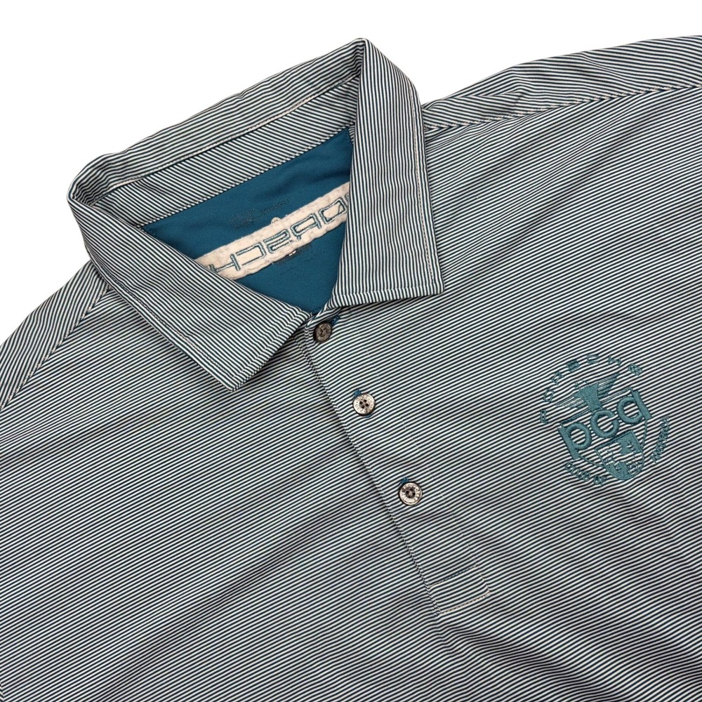 Porsche Club of America Polo Shirt Mens XL Teal Striped Pro Celebrity Vintage